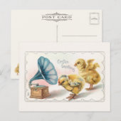 Kute  paaskip en Gramophone Briefkaart (Voorkant / Achterkant)