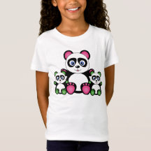 Kute Panda familie in groen en roze