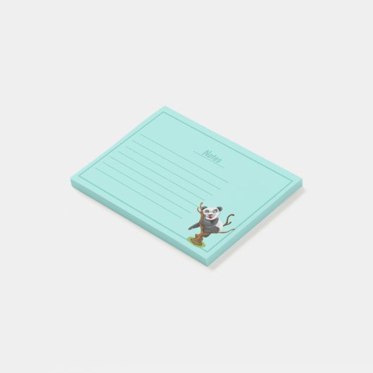 Kute Panda in boom met regels Post-it Notes (Schuin)