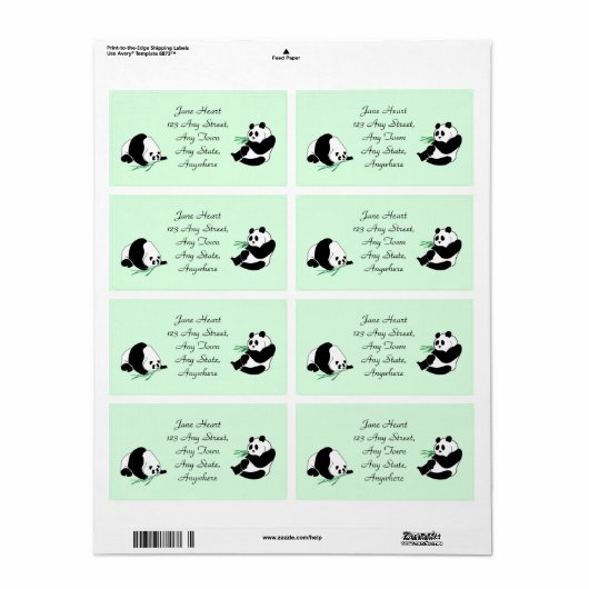 Kute pandas met etiketten met Bamboe-schotel (Full Sheet)