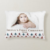 Kute pasta Tree Baby's eerste kerstfoto Accent Kussen (Achterkant)