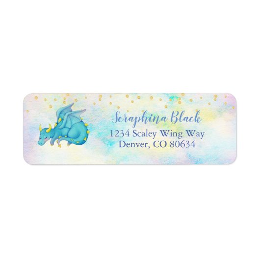Kute Pastel Blue Dragon Return Label (Voorkant)