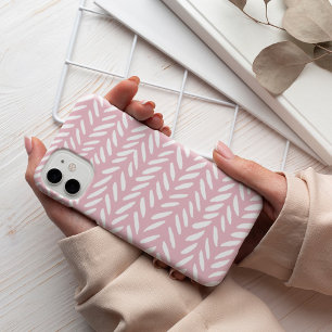 Kute pastel herringbone-patroon op roze iPhone 13 hoesje