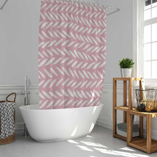 Kute pastel herringbone patroon op roze vierkant douchegordijn