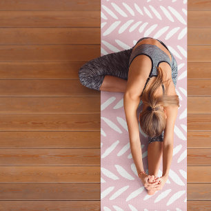 Kute pastel herringbone-patroon op roze yogamat