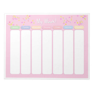Kute Pastel Pink Confetti Weekse Planner Notitieblok