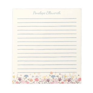 Kute Pastel Waterverf Flowers Personated Lined Notitieblok