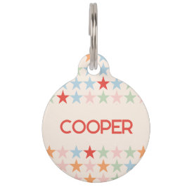 Kute pastelsterpatroon met naamhond huisdierpenning