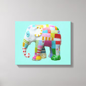 Kute patchwork speelgoed olifant kinder retro whim canvas afdruk (Voorkant)