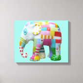 Kute patchwork speelgoed olifant kinder retro whim canvas afdruk (Voorkant)