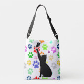 Kute Paw Pattern Cat Chasing a vlinder Crossbody Tas (Achterkant)