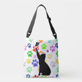 Kute Paw Pattern Cat Chasing a vlinder Crossbody Tas