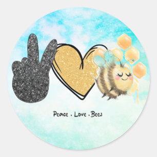Kute Peace Love bijen Ronde Sticker