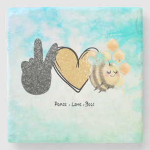 Kute Peace Love bijen Stenen Onderzetter