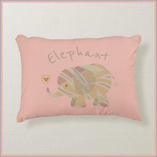 Kute Peach Abstract Elephant Accent Kussen