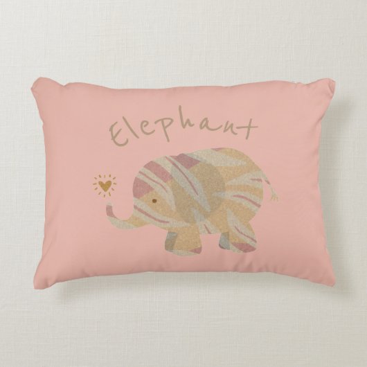 Kute Peach Abstract Elephant Accent Kussen (Voorkant)