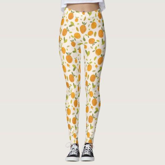 Kute peach Fruit Patroon Leggings (Voorkant)