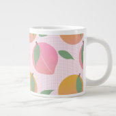 Kute Peach Oranje Fruit Pattern Roze Extra Grote Beker (Rechts)