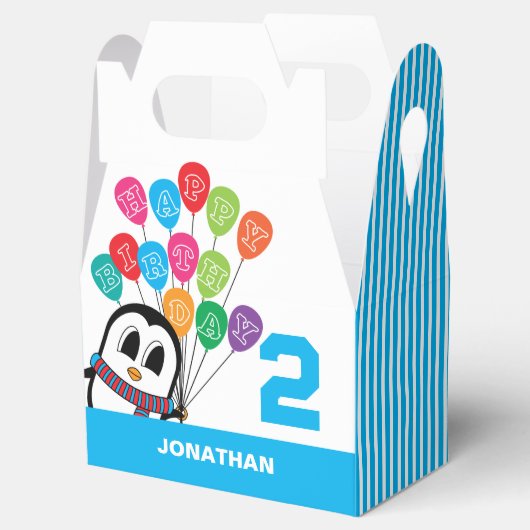 Kute Penguin Birthday Gable Box/Favor Box Bedankdoosjes (Geopend)