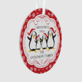 Kute Penguins Familie van 4 kerstversiering Ornament (voorkant)