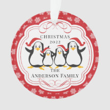 Kute Penguins Familie van 4 kerstversiering