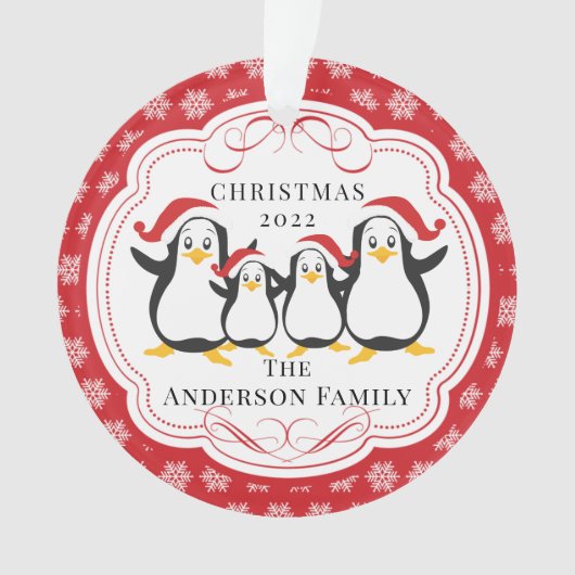 Kute Penguins Familie van 4 kerstversiering Ornament (voorkant)