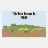 Kute Personalized Alligator Bookplate Rechthoekige Sticker (Voorkant)
