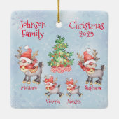 Kute Personalized Family of 4 Reindeer Keramisch Ornament (Achterkant)