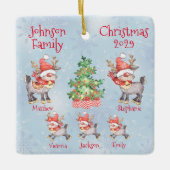 Kute Personalized Family of 5 Reindeer Keramisch Ornament (Voorkant)