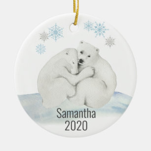 Kute Personalized Polar Beer Cub Waterverf Keramisch Ornament