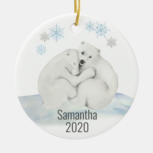 Kute Personalized Polar Beer Cub Waterverf Keramisch Ornament (Voorkant)