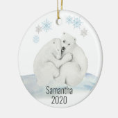 Kute Personalized Polar Beer Cub Waterverf Keramisch Ornament (Links)