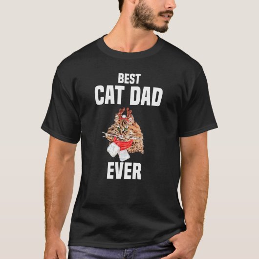 Kute Perzische kat met rendierkostuum Beste kat D T-shirt (Voorkant)