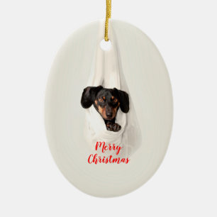 Kute Pet Family Puppy Dog met kerstfoto Keramisch Ornament