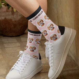 Kute Pet Foto Roos Roze Aangepaste naam Bemanner S Sokken