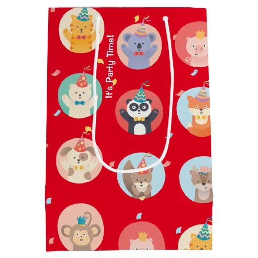 Kute Petten Kinder Rode Gelukkige Dag Medium Cadeauzakje (Achterkant)