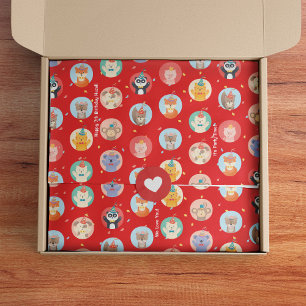 Kute Petten Kinder Rode Gelukkige Dag Tissuepapier