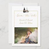 Kute Photo Gnome Flat Save the Date Card (Voorkant)