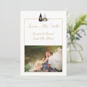Kute Photo Gnome Flat Save the Date Card (Staand voorkant)