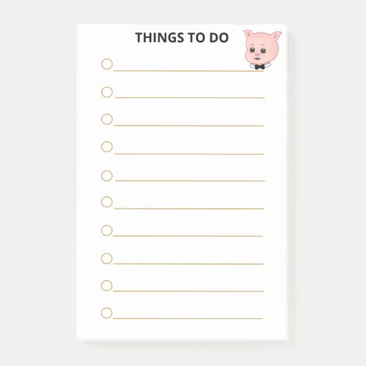 Kute pig persoonlijke dingen om te doen post-it® notes (Voorkant)