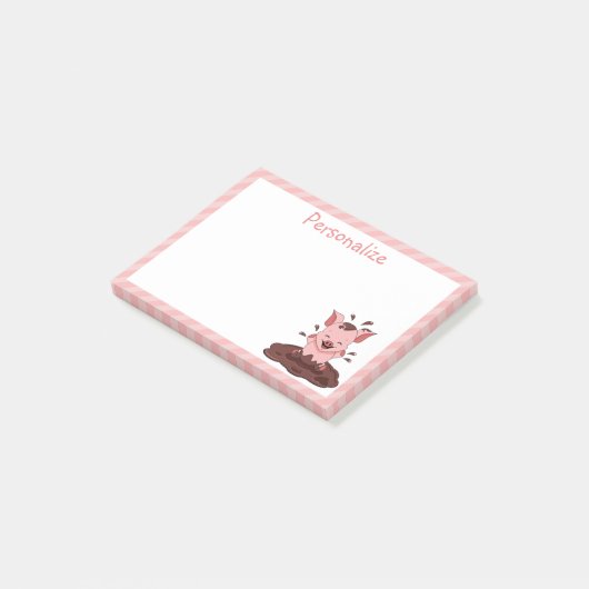 Kute piglet die in modder speelt post-it® notes (Schuin)