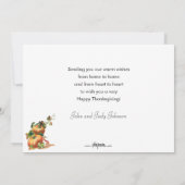 Kute  Pilgrim Girl met pompoenen Feestdagenkaart (Achterkant)