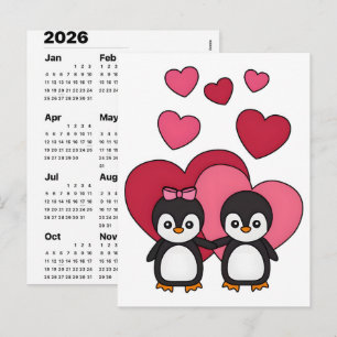 Kute Pinguïn Valentijnsdag Cadeau Kalender 2026 Pr Feestdagenkaart