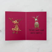 Kute pinguïns rood pet feestdagen kaart (Binnen)