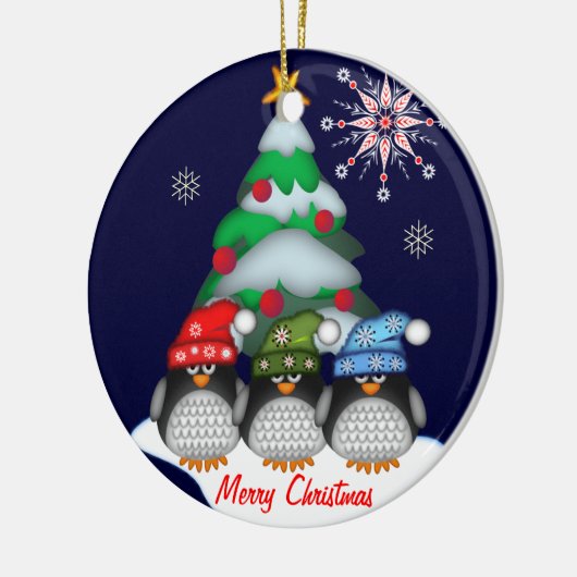 Kute pinguïns, structuur- en aangepaste tekstversi keramisch ornament (Links)