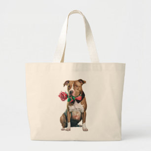 Kute Pitbull Puppy Dog Pittie Love Pit Bull Grote Tote Bag