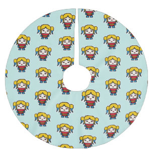 Kute pixeled bad girl gooit kussenzakhorloge kerstboom rok