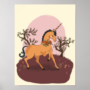 Kute & playful Gold Unicorn die Kinder kunst speel Poster