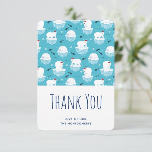 Kute polaire beren in kerstontwerp voor kerstmis i bedankkaart (Staand voorkant)