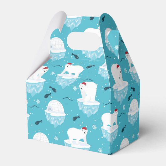 Kute Polar-beren in Santa Hats-kerstpatroon Bedankdoosjes (Achterkant)